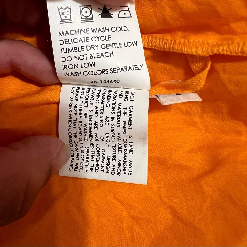 Enza Costa Cool Cotton Tiered Dress Papaya Orange Midi Size Small $268 - Picture 7 of 12